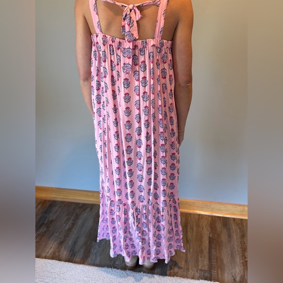 Anthropologie Vibes Pink Leaf Print Dress - Old Navy - Picture 3 of 9